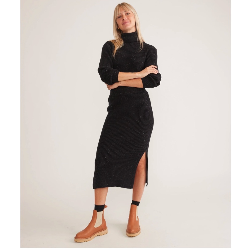 Marine Layer Isla Turtleneck and Skirt Set in Midnight